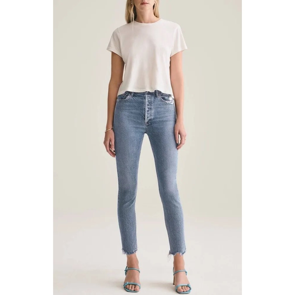 AGOLDE Nico High Rise Slim Fit Jeans Blue Denim A093D-1255 Size 26 Rooted Wash